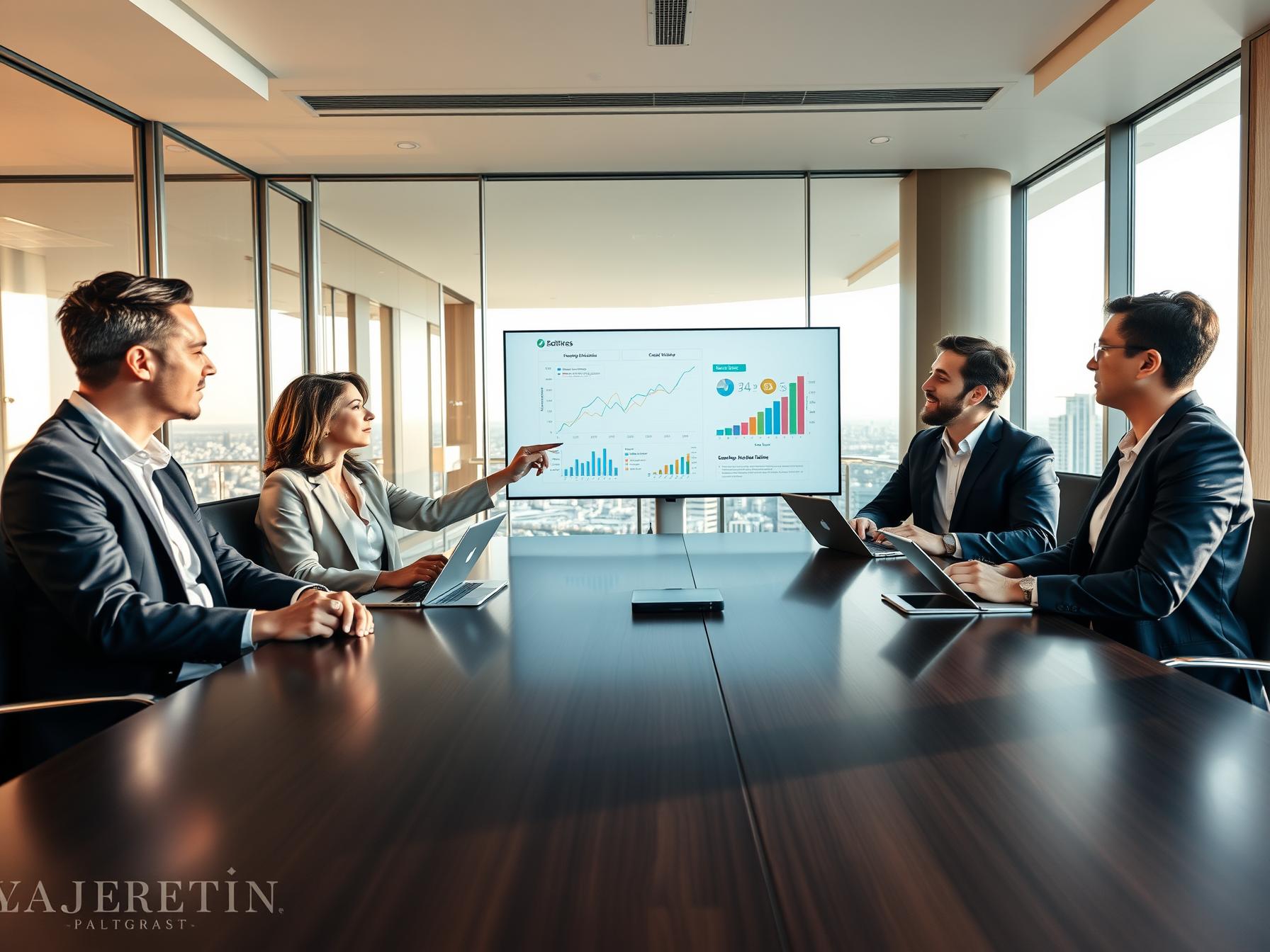 four-diverse-professionals-collaborating-in-a-high-rise-executive-boardroom-strategy-meeting