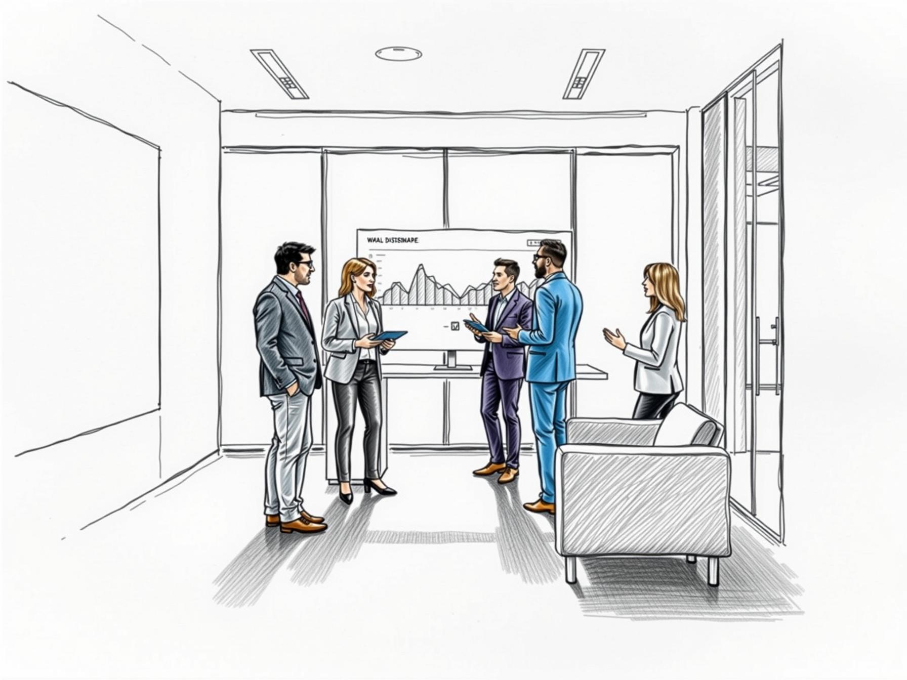 Four diverse business professionals collaborating with digital tools in a modern open office setting four-diverse-business-professionals-collaborating-with-digital-tools-in-a-modern-open-office-setting