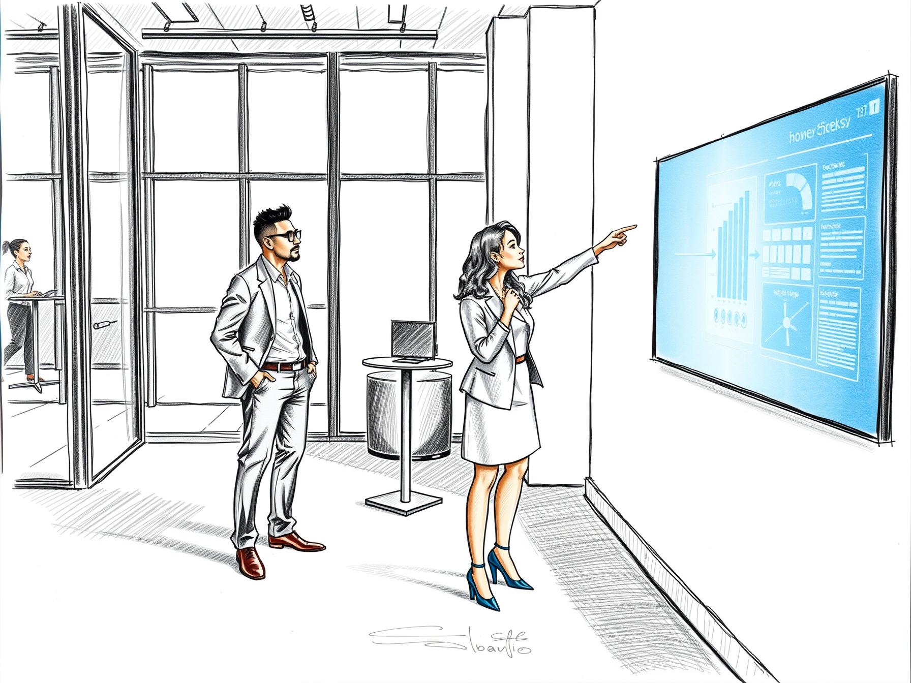 four-business-professionals-collaborating-indoors-around-digital-dashboards-in-a-modern-office