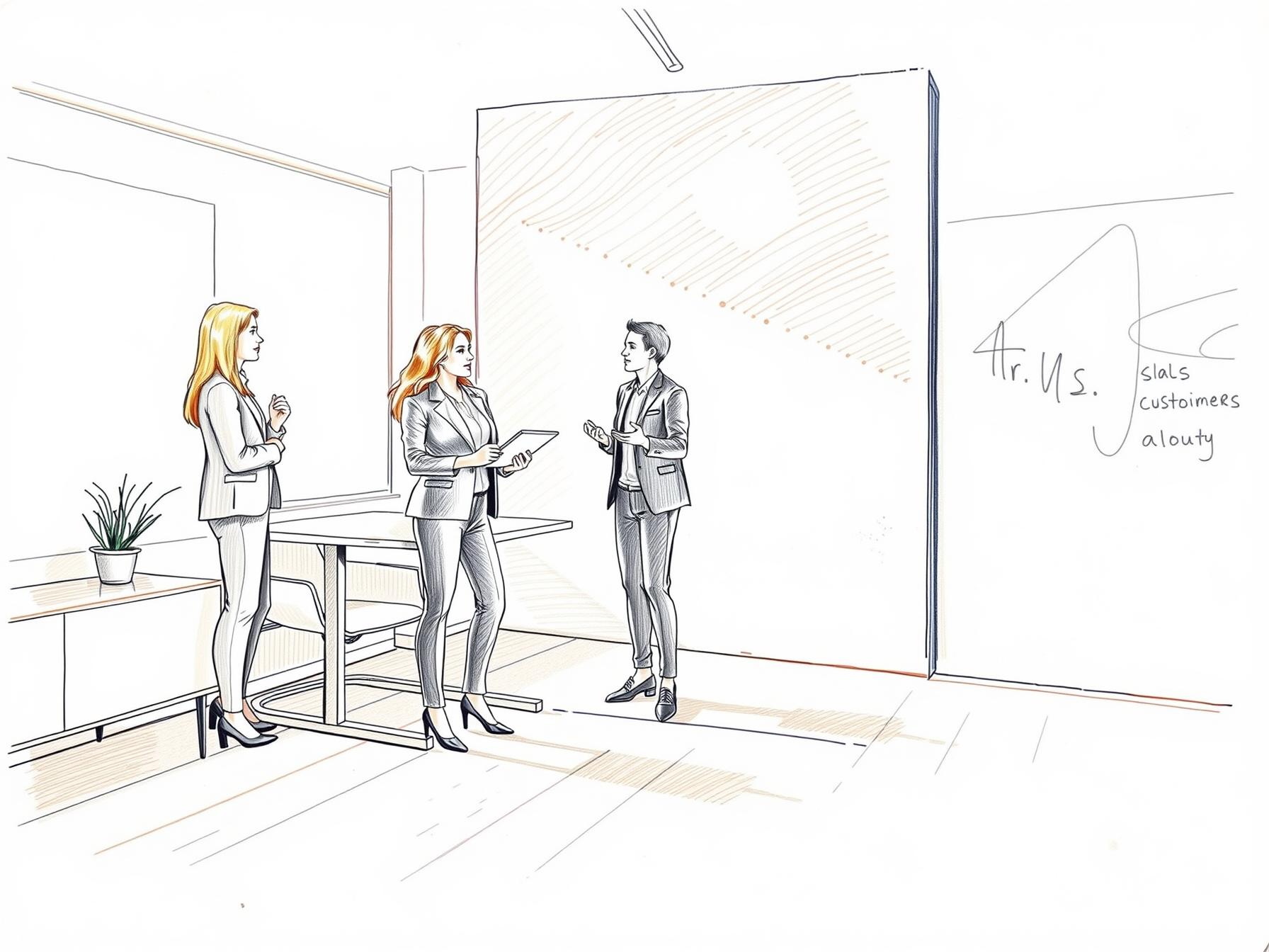 four-diverse-professionals-collaborating-with-digital-tablet-in-modern-office-to-align-sales-and-customer-success