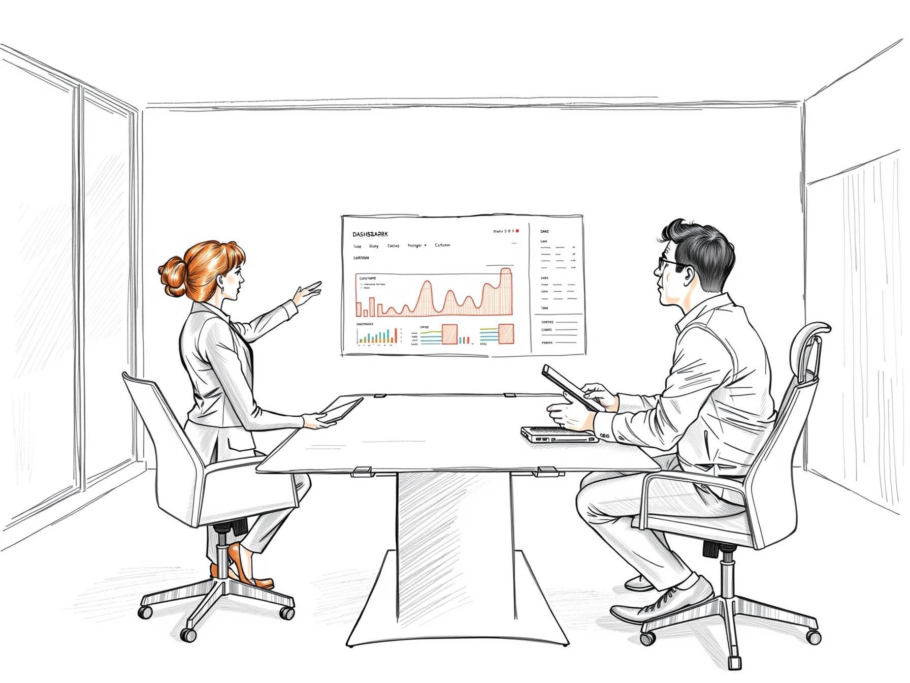 Four business professionals collaborating in a modern office using digital dashboards and tablets four-business-professionals-collaborating-in-a-modern-office-using-digital-dashboards-and-tablets
