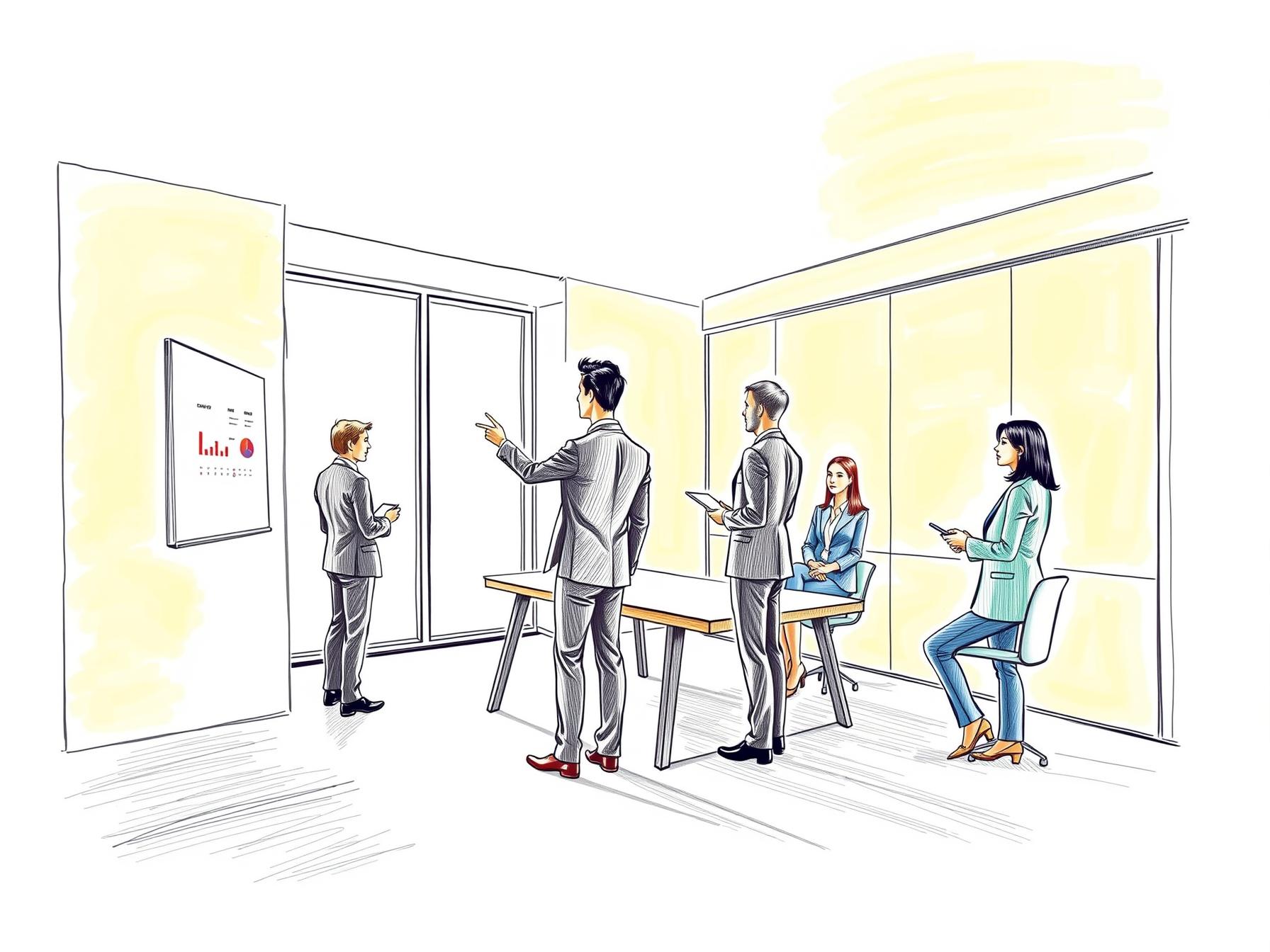 four-diverse-business-professionals-collaborating-on-sales-and-marketing-pipeline-in-a-modern-office-setting