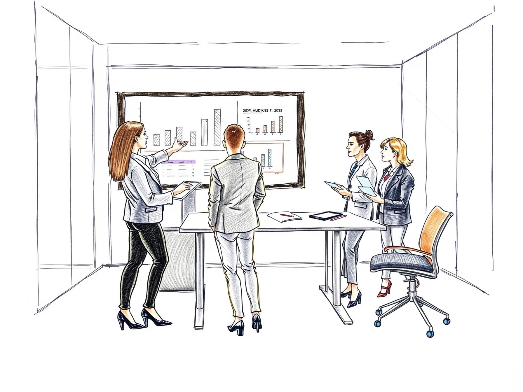 four-diverse-professionals-collaborating-in-a-premium-office-reviewing-data-on-digital-displays-for-roi-analysis-and-investment-optimization