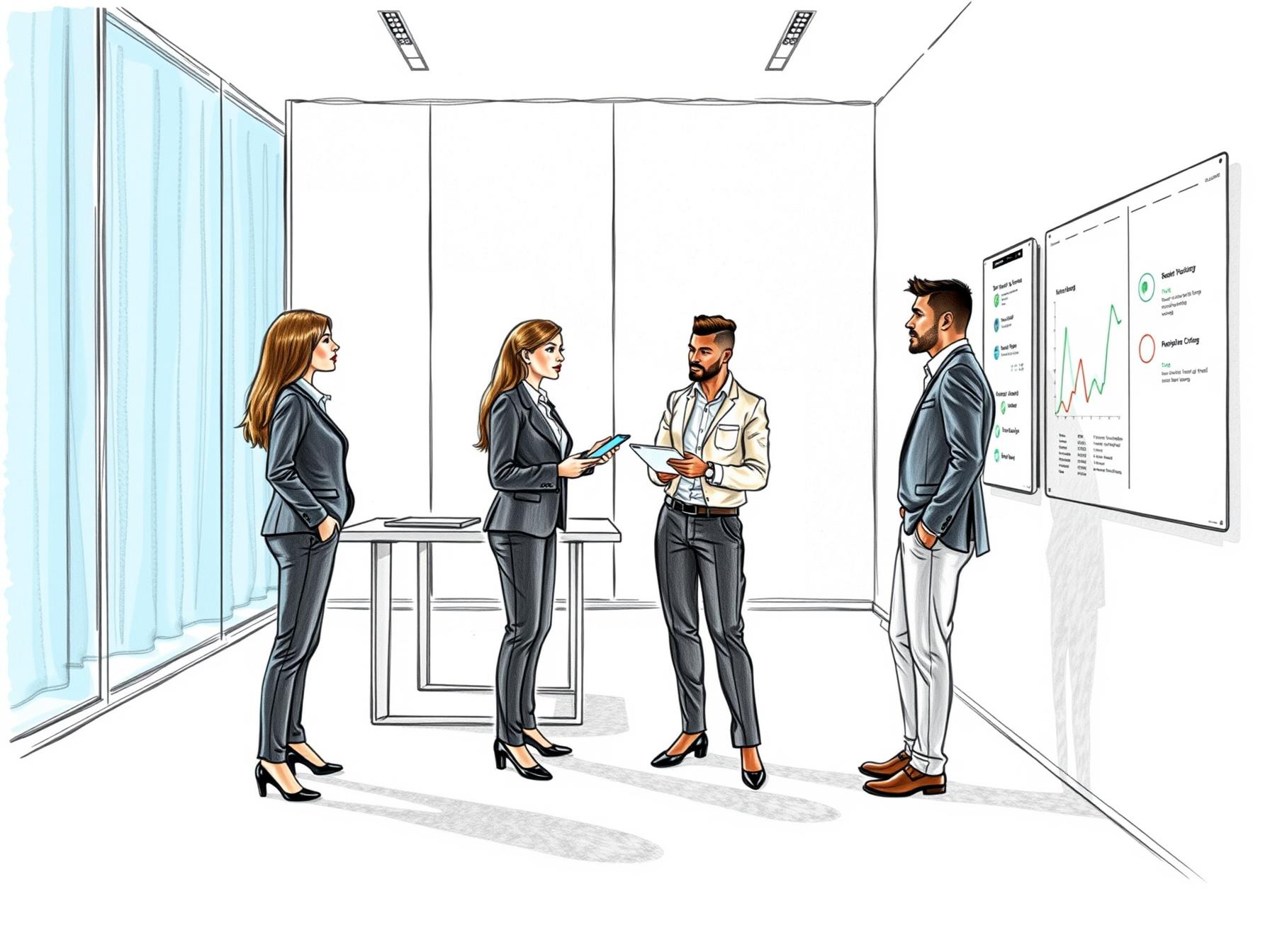 four-business-professionals-collaborating-on-sales-technology-automation-in-premium-office-with-natural-light