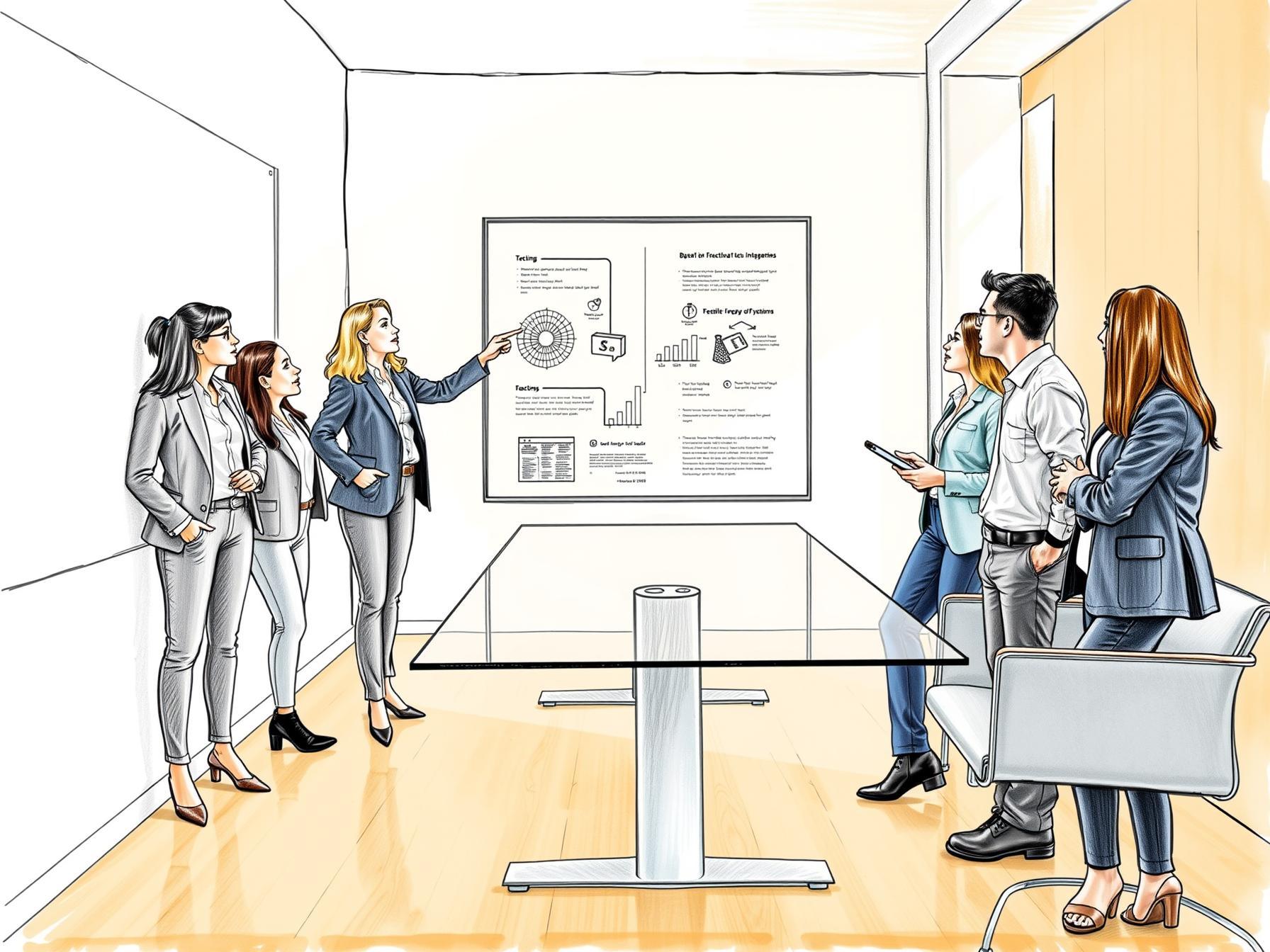 Four business professionals engaged in stakeholder collaboration around glass table in modern office four-business-professionals-engaged-in-stakeholder-collaboration-around-glass-table-in-modern-office