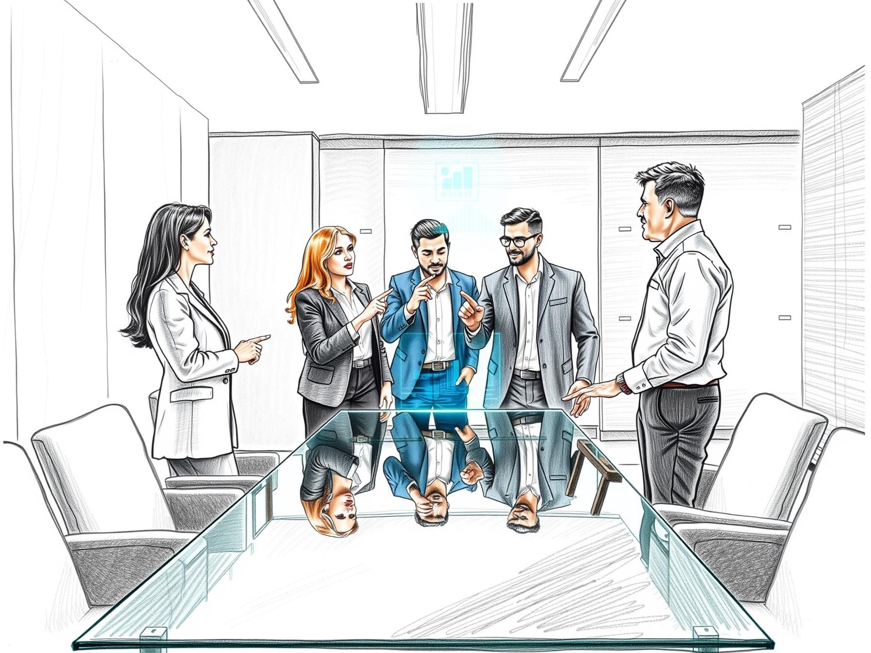 Four diverse business professionals collaborating on advanced data analytics in a modern office four-diverse-business-professionals-collaborating-on-advanced-data-analytics-in-a-modern-office