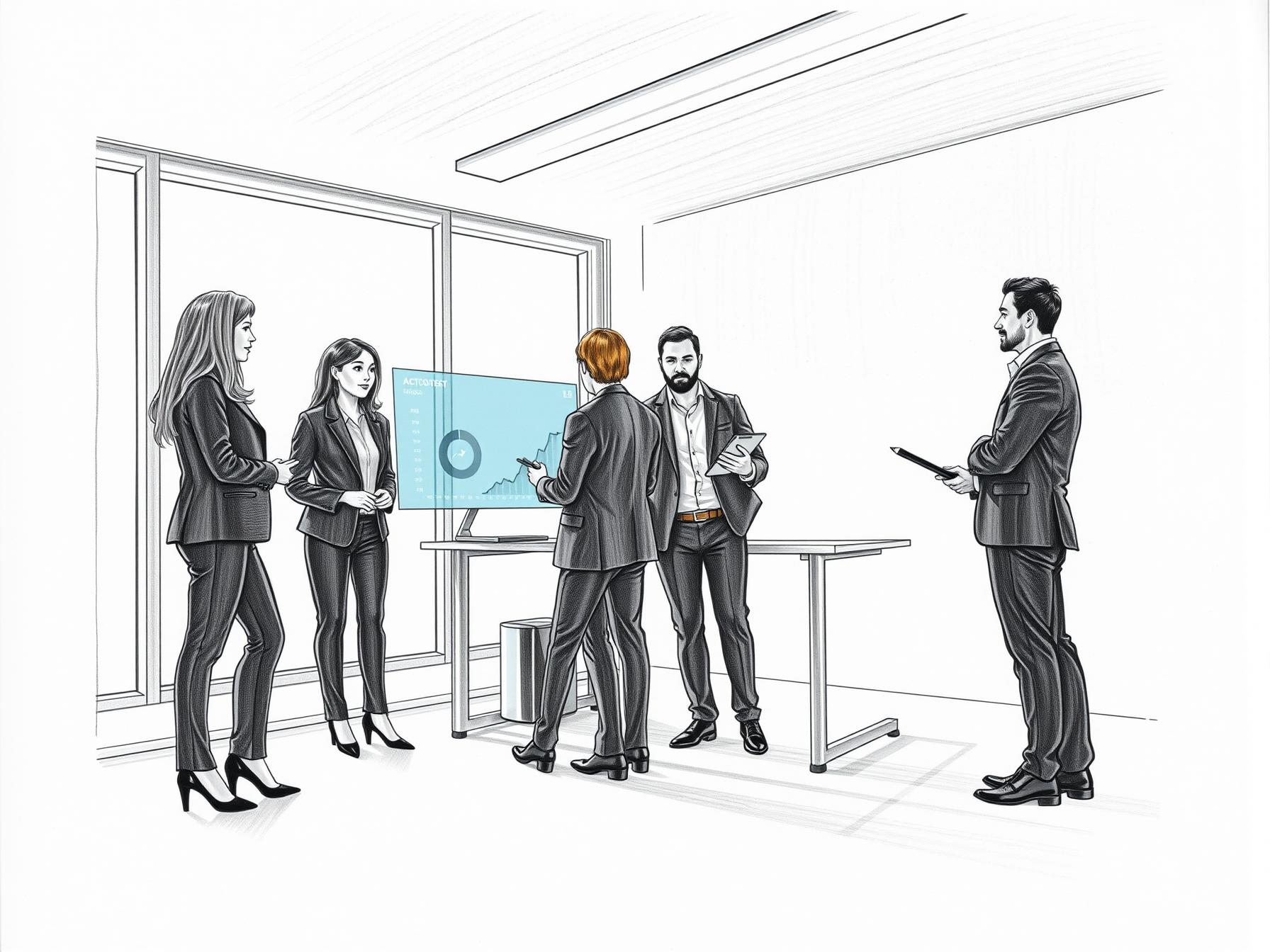 Four business professionals collaborating with digital tools in a modern office setting for deal desk automation four-business-professionals-collaborating-with-digital-tools-in-a-modern-office-setting-for-deal-desk-automation