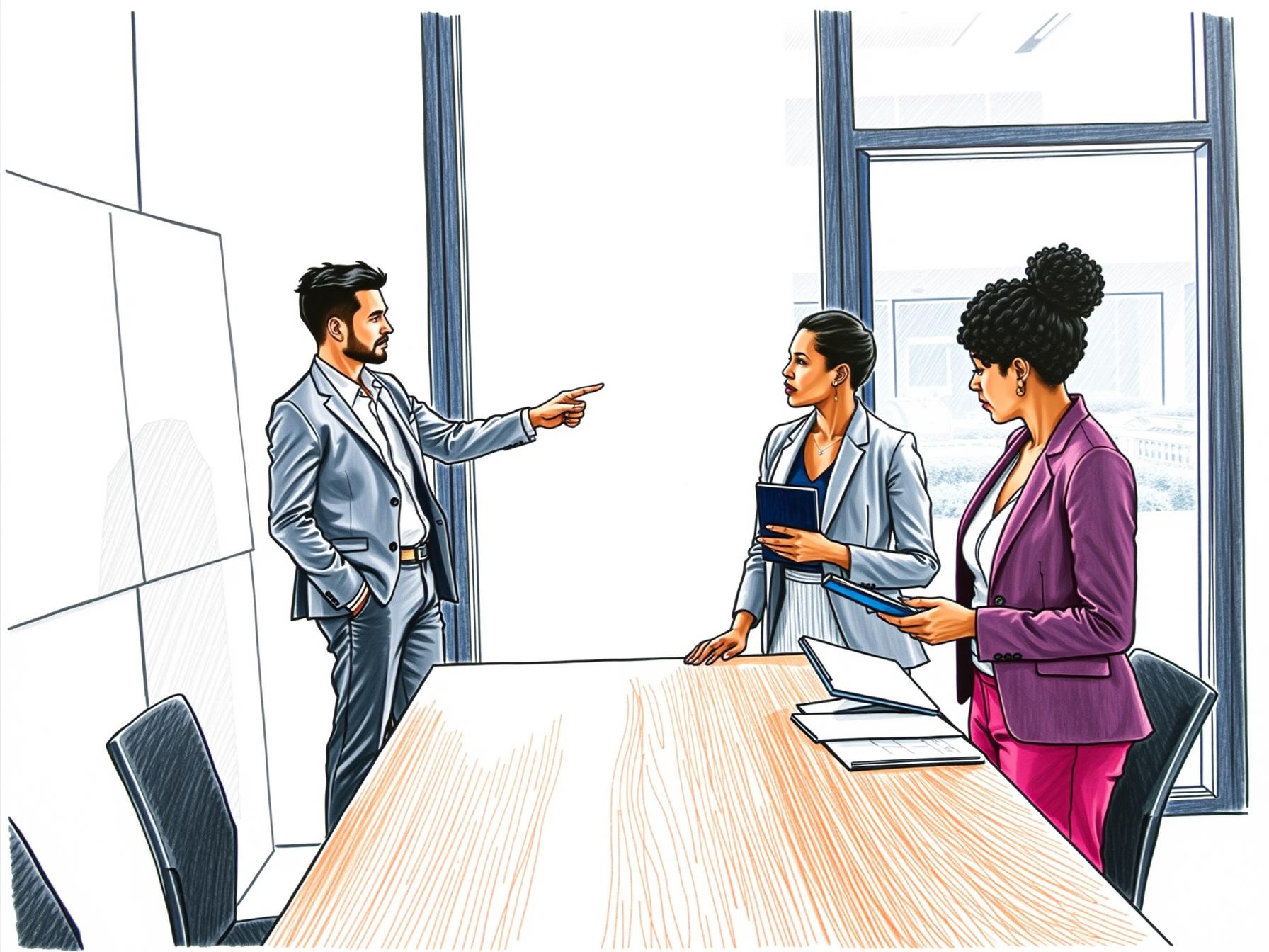 Four business professionals collaborating in a modern office setting reviewing data and digital tools four-business-professionals-collaborating-in-a-modern-office-setting-reviewing-data-and-digital-tools