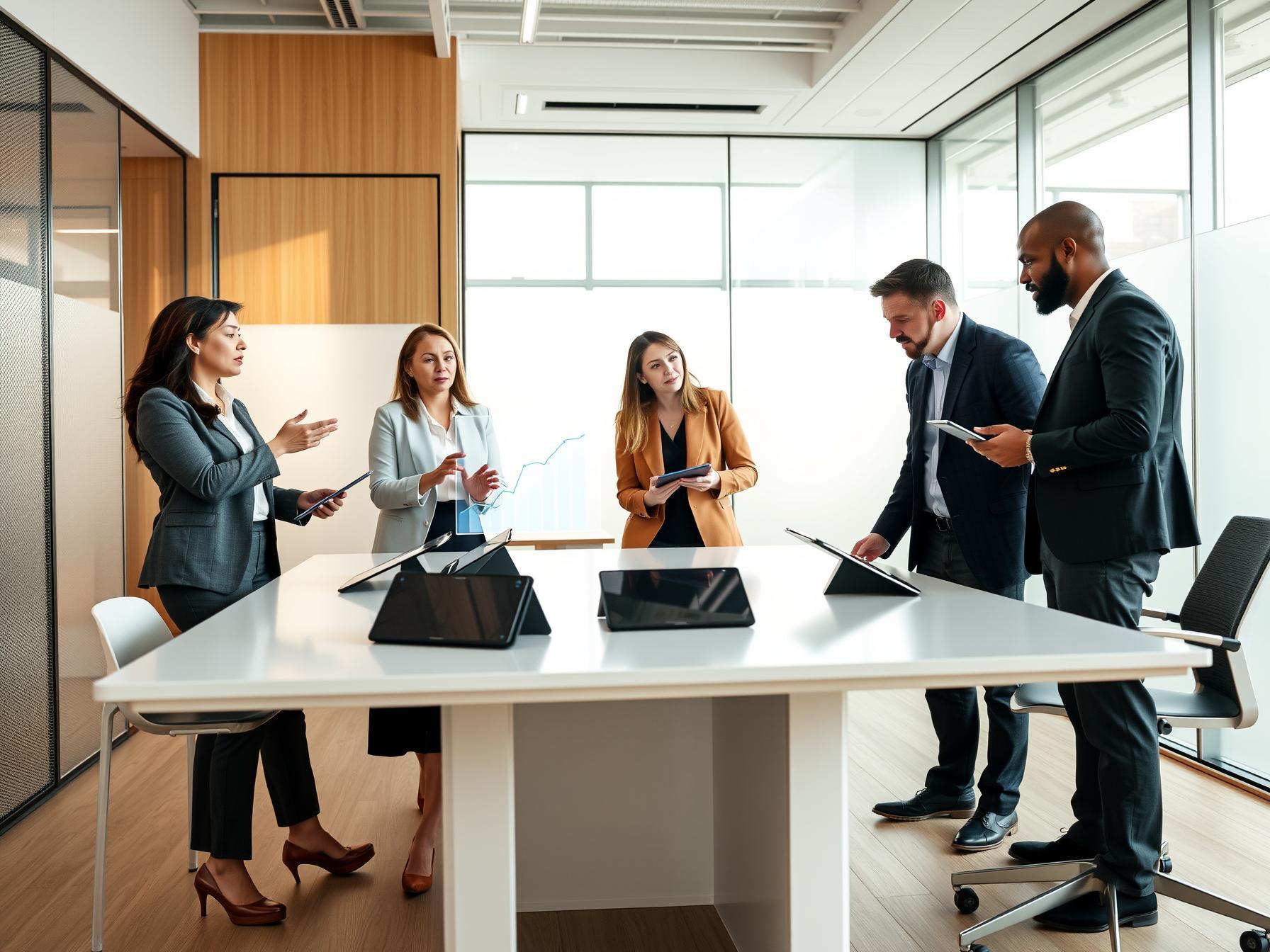 four-professionals-collaborating-on-sales-technology-strategy-in-scandinavian-innovation-lab