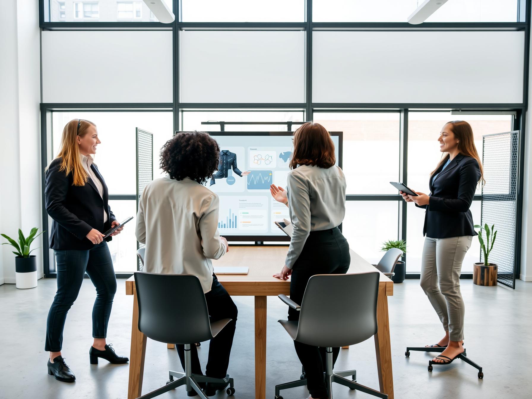 Four diverse professionals collaborating around a table in a Scandinavian-tech innovation lab four-diverse-professionals-collaborating-around-a-table-in-a-scandinavian-tech-innovation-lab-2