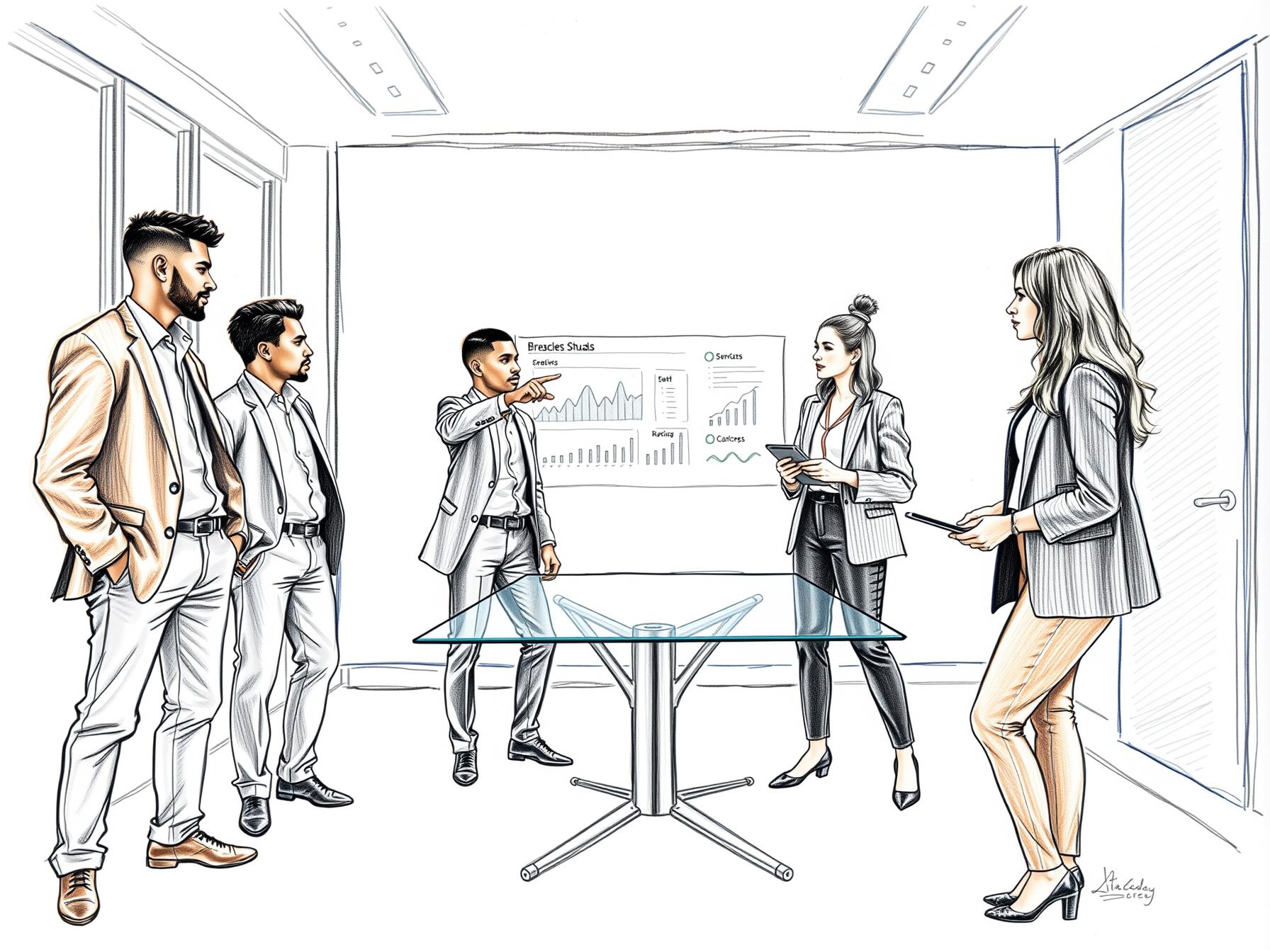 four-business-professionals-collaborating-and-reviewing-data-in-a-modern-office-setting