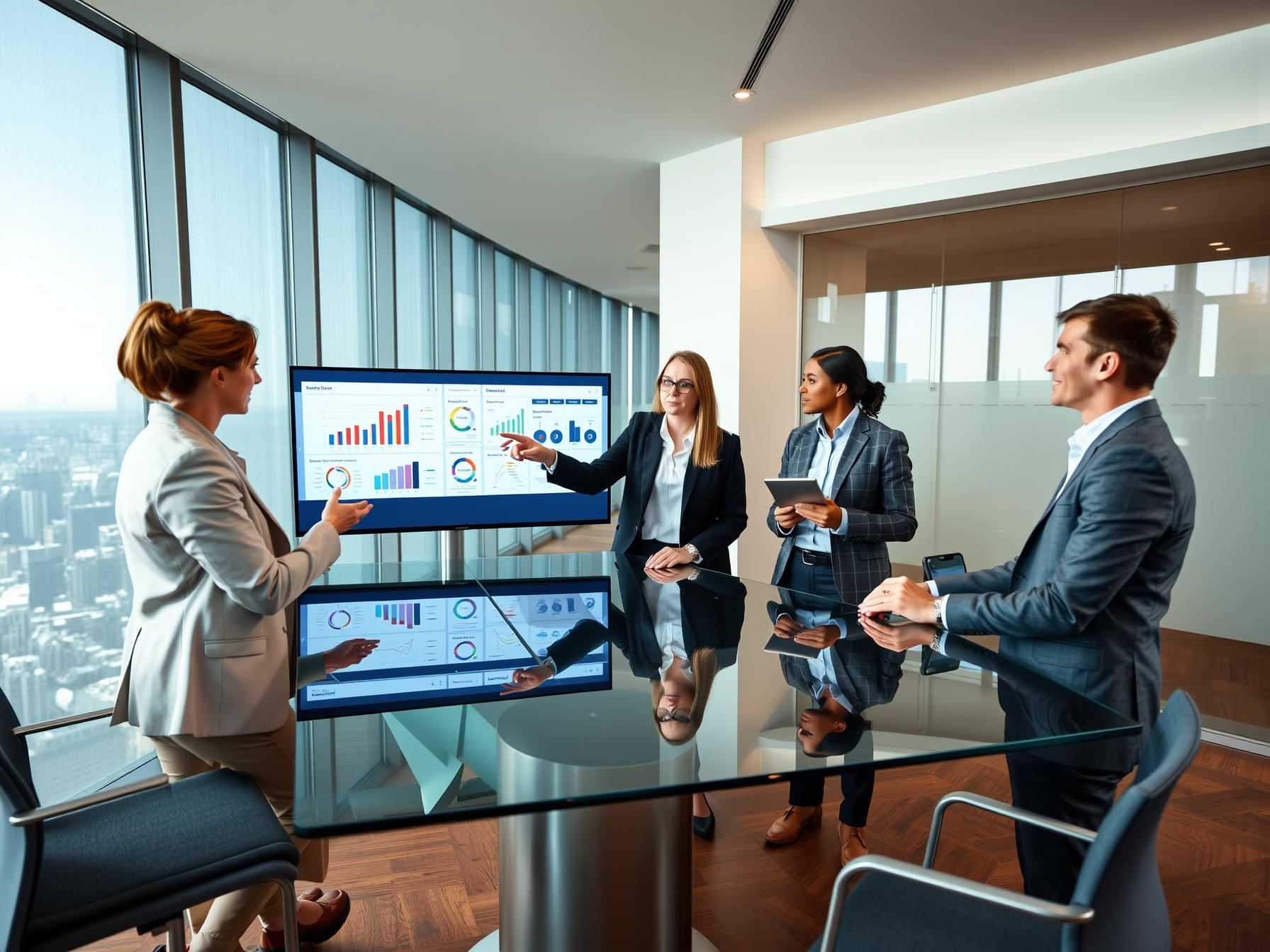four-professionals-collaborating-on-sales-analytics-in-a-high-rise-executive-boardroom-2