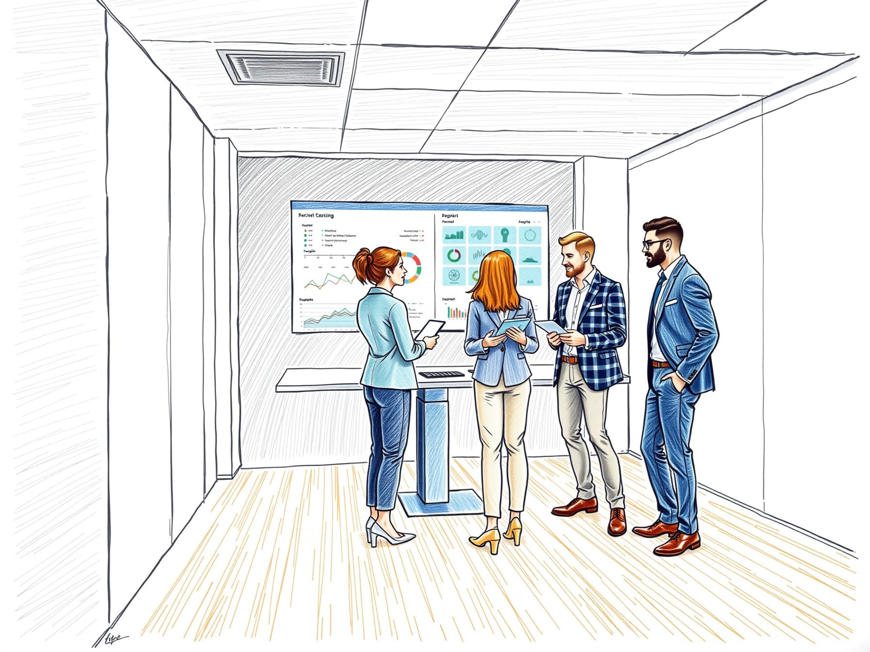 four-business-professionals-collaborating-around-a-standing-desk-in-a-modern-office-space