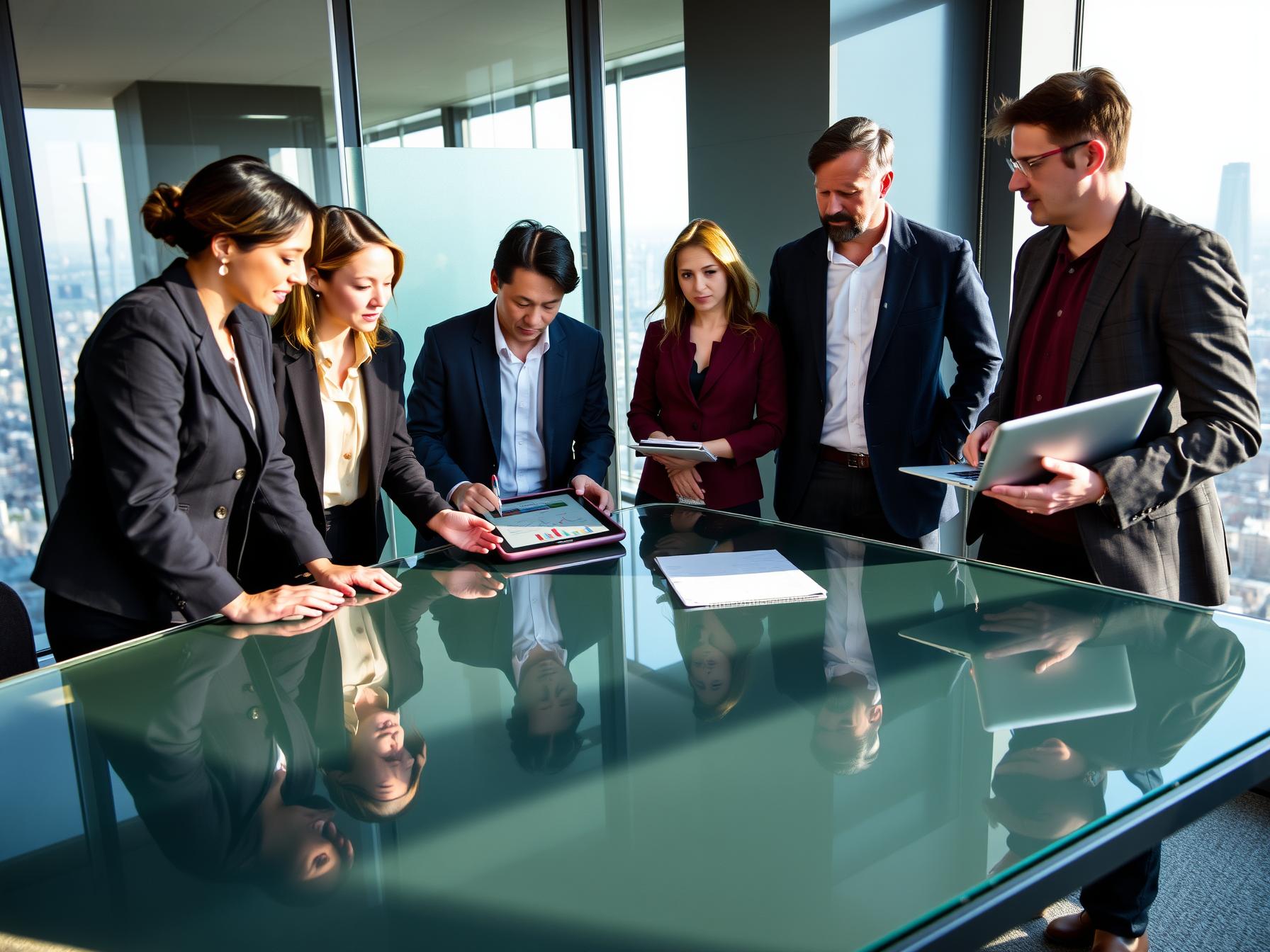 four-professionals-collaborating-on-change-management-in-a-high-rise-executive-boardroom