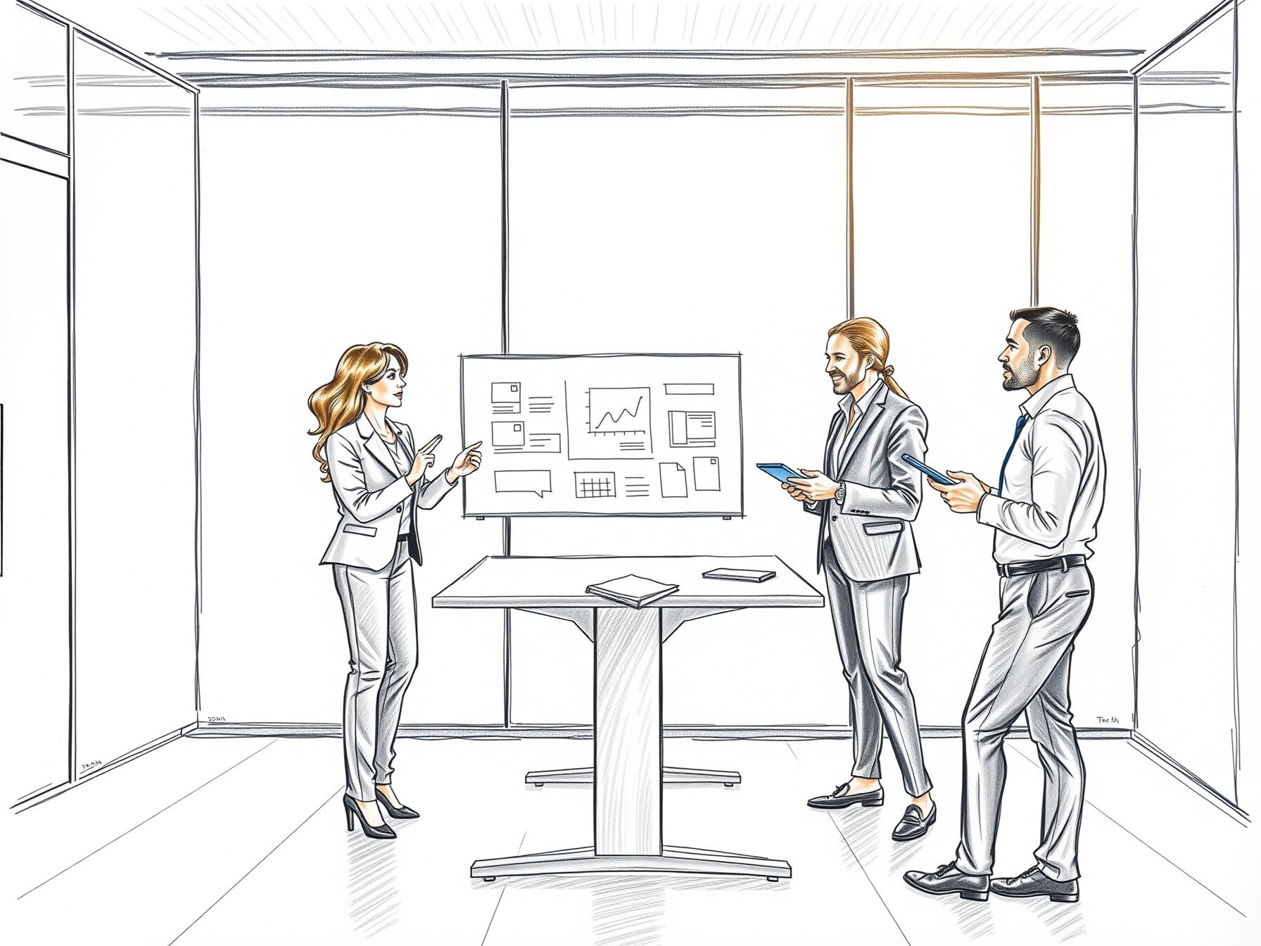 Four professionals engaged in collaborative change management discussion in modern glass-partitioned office four-professionals-engaged-in-collaborative-change-management-discussion-in-modern-glass-partitioned-office